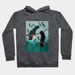 Black cockatoos bird art cockatoo painting Hoodie